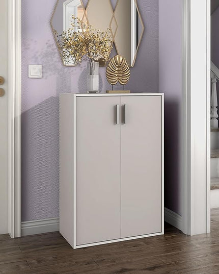 Apexa Stackable Wood Bookcase with Doors, Cube Storage Organizer Shelves, Small Food Pantry, Dorm Teen Room Decor & Bedroom, Home Office, Kitchen, 3-Tier Cabinet, Greige - LeafyLoom