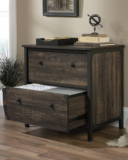 Sauder Steel River Lateral File, L: 30.08" x W: 20.75" x H: 29.53", Carbon Oak Finish - LeafyLoom
