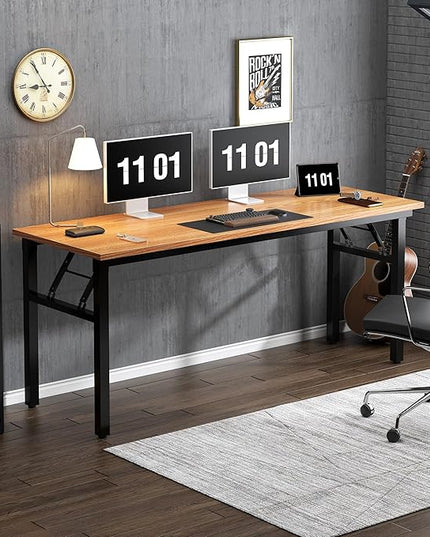 Need Computer Desk Office Desk 62 inches Folding Table with BIFMA Certification Computer Table Workstation No Install Needed, Teak AC5BB-157 - LeafyLoom