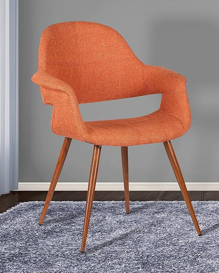 Armen Living Phoebe Mid-Century Modern Fabric Upholstered Dining Chair for Kitchen Table Office Desk Vanity, 24D x 25W x 33H Inch, Orange - LeafyLoom