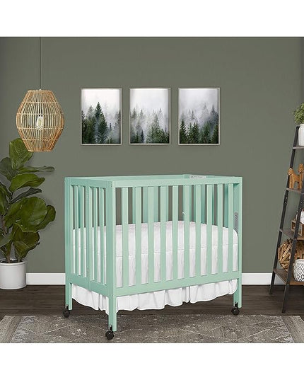 Jett Non-Full Size Folding Convertible Crib, Lightweight Portable Crib, Three Adjustable Mattress Height Settings, Easy to Fold Travel Crib, 1.5” Mattress Pad Included - LeafyLoom