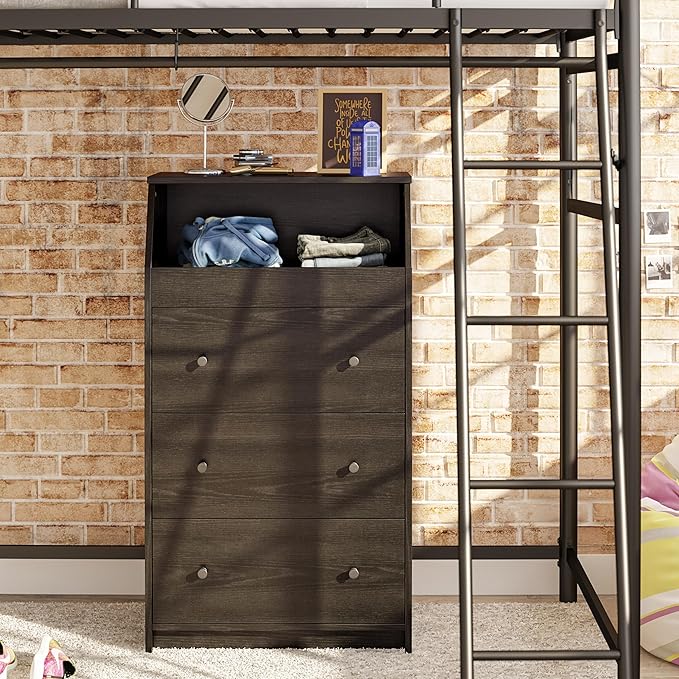 Ameriwood Home The Loft 3 Drawer Dresser, Black Oak - LeafyLoom