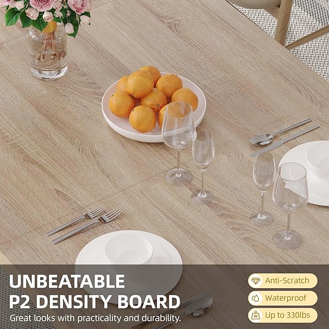 DWVO Farmhouse Dining Table for 6-8 People, 70.9 Inch Large Rectangular Wood Kitchen Table with Heavy Duty Metal Legs, Industrial Rustic Dinner Table for Dining Room, Living Room, Washed Grey - LeafyLoom