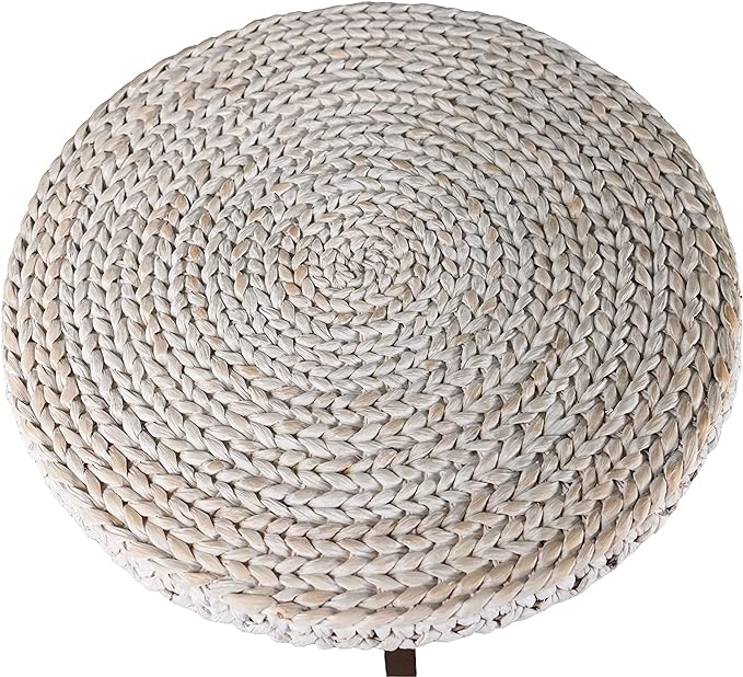 Round Coffee Table,RANDEFURN Seagrass Coffee Tables,Pine Wood X Base Frame Cocktail Table, Easy Assembled, Multiple Sizes for Living Room, Solid Wood Table,32 x 17 Inches,Whitewash - LeafyLoom