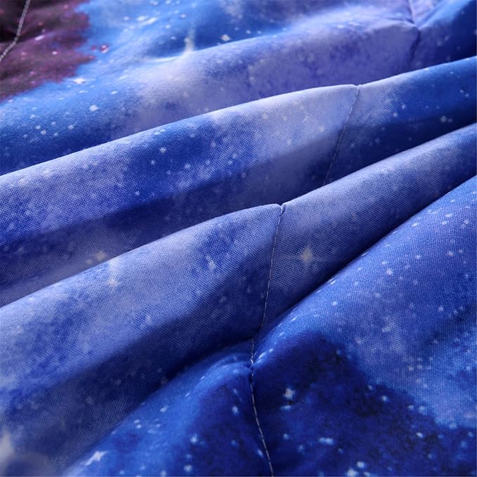 A Nice Night Galaxy Bedding Sets Outer Space Comforter 3D Printed Space Quilt Set Full Size,for Children Boy Girl Teen Kids - Includes 1 Comforter, 2 Pillow Cases - LeafyLoom