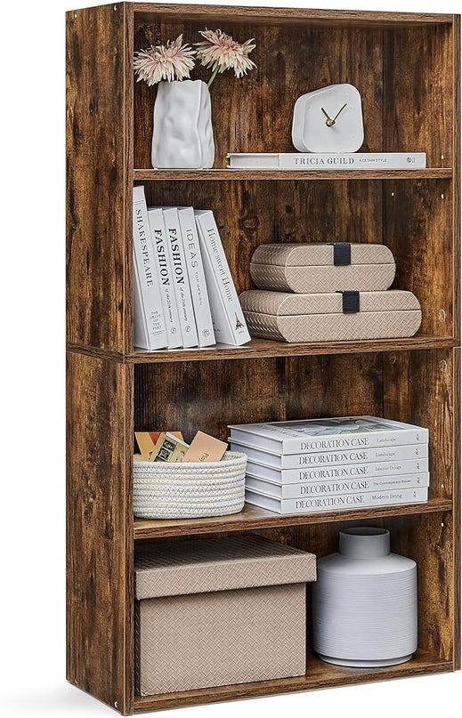 VASAGLE Bookshelf, 23.6 Inches Wide, 4-Tier Open Bookcase with Adjustable Storage Shelves, Floor Standing Unit, Rustic Brown ULBC164X01 - LeafyLoom