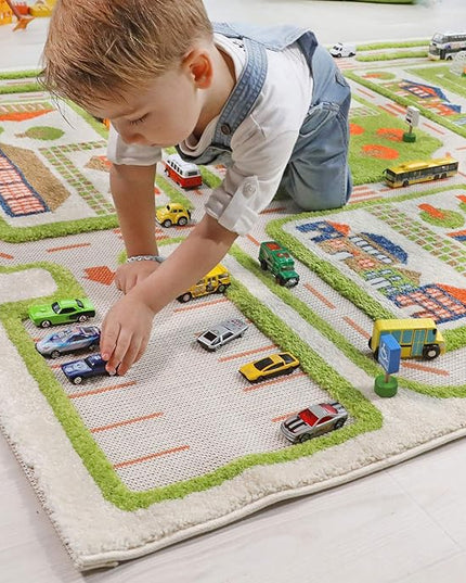 IVI 3D Play Carpet 71 x 52.5-inch Educational Green Traffic Soft Floor Rug Mat for Bedroom, Kids Den, or Playroom, Large - LeafyLoom
