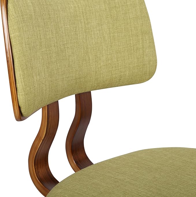 Armen Living Jaguar Mid Century Modern Upholstered Fabric and Walnut Wood Dining Accent Chair for Kitchen Table Desk Vanity, 20D x 18W x 29H in, Green - LeafyLoom