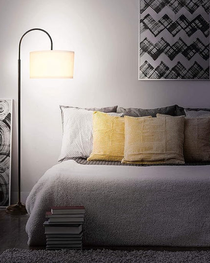 Brightech Nora Bright Arc Tall Lamp, Contemporary LED Floor Lamp, Standing Lamp for Living Rooms & Offices, Mid-Century Modern Standing Lamp with Heavy Base for Bedroom - Black - LeafyLoom