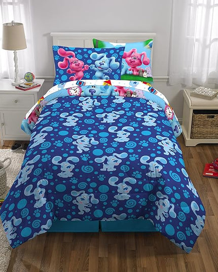 Franco Kids Bedding Super Soft Comforter and Sheet Set with Sham, 5 Piece Twin Size, Blues Clues - LeafyLoom