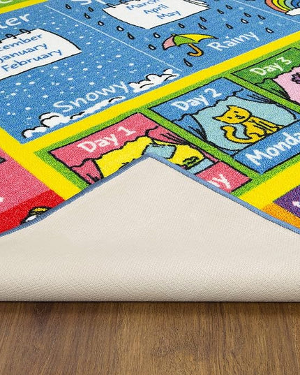 KC Cubs Playtime Collection ABC Alphabet, Seasons, Months and Days of The Week Educational Learning & Game Area Rug Carpet for Kids and Children Bedrooms and Playroom - LeafyLoom