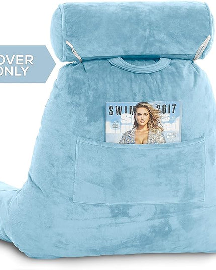Husband Pillow XXL Cover Only Carolina Blue, Microfiber Bed Rest Pillow Cover with Arms - Array of Colors, Generous Side and Back Pockets for Your Favorite Comfy Reading Pillow - LeafyLoom