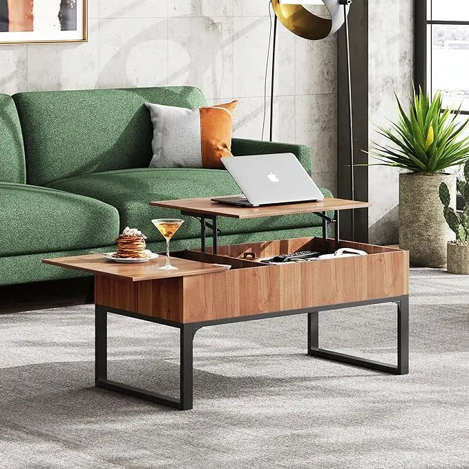 WLIVE Lift Top Coffee Table for Living Room,Modern Wood Coffee Table with Storage,Hidden Compartment and Drawer for Apartment, Home, Retro, Walnut Oak. - LeafyLoom
