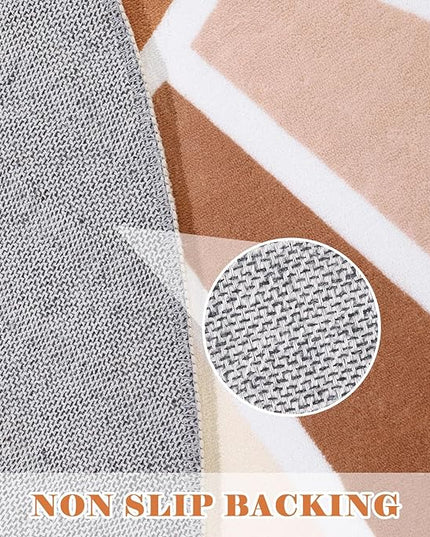 Topotdor Sun Rainbow Round Rug 4ft Boho Kids Nursery Rug, Colorful Washable Area Rug Ultra Soft Circle Classroom Rug Non-Slip for Bedroom Living Room Playroom Decor, Orange - LeafyLoom