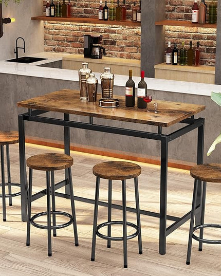 DKLGG Dinner Table Set for 4, Modern Kitchen Table and Chairs for 4 Wooden Top and Adjustable Metal Legs, Small Dining Room Table Set 5 Pieces Compact Design for Small Space - LeafyLoom