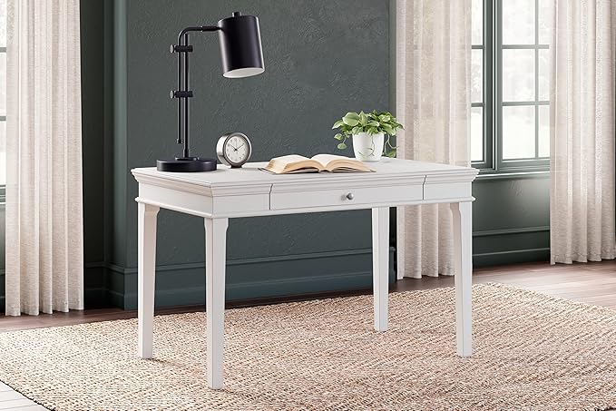 Signature Design by Ashley Kanwyn Classic Home Office Small Leg Desk with 1 Drawer and USB Ports, White - LeafyLoom