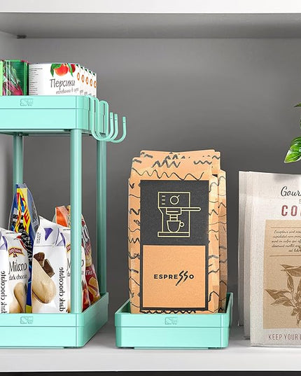 Simple Houseware Kitchen Cart Storage 3-Tier Slim/Super Narrow Shelves with Handle, 26.5'' Height/5.5'' Width for Narrow Place, Turquoise - LeafyLoom