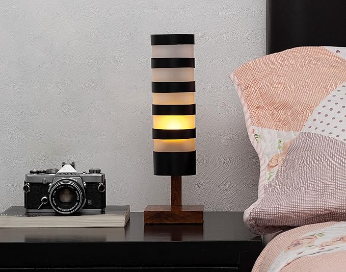 Desk Lamp for Bedside Table with 1 Watt Yellow LED Bulb, Decorative Handmade Nigthstand Lamp for Bedroom, Living Room, Kids Room or College Dorm. Warm Light to Decorate Romantic Spaces - LeafyLoom
