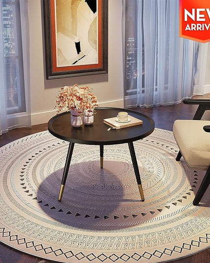SAYGOER Black Coffee Table Round Small Coffee Tables Unique Modern Center Table for Living Room Home Office Balcony Simple Circle Accent Sofa Table Easy Assembly, Black - LeafyLoom