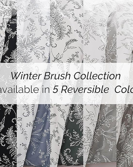 Southshore Fine Living, Inc. Full/Queen Comforter Set, Hotel Quality Floral Comforter with Matching Shams, Reversible Print is 2 Colors in 1, Fits Queen & Full Beds, Winter Brush Grey/White - LeafyLoom