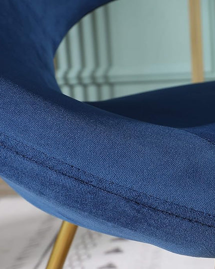 Roundhill Furniture Slatina Silky Velvet Upholstered Accent Chair with Gold Tone Finished Base, 25D x 28W x 31.5H in, Blue - LeafyLoom