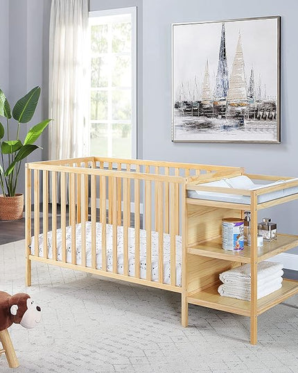 Suite Bebe Palmer Island 3-in-1 Convertible Crib and Changer Combo in Natural - LeafyLoom