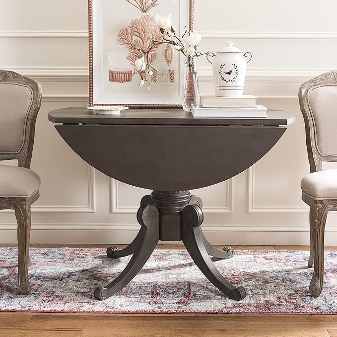 Safavieh Home Forest Traditional Grey Wash Drop Leaf Dining Table - LeafyLoom