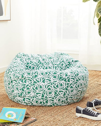 Posh Creations Bean Bag Chair for Kids, Teens, and Adults Includes Removable and Machine Washable Cover, 38in - Large, Canvas Roses Mint - LeafyLoom