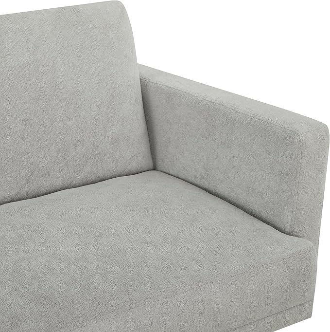Folding Futon Sofa Tapered Wood Legs,Modern Space Saving Couch,Easily Converts to Single Bed,Easy Assembly,Multi-Functional Loveseat Ideal for Small Home Living Room,Grey, 76" - LeafyLoom