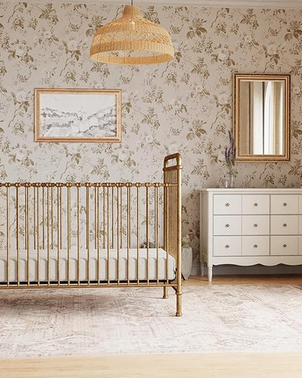 NAMESAKE Abigail 3-in-1 Convertible Metal Crib in Vintage Gold, Greenguard Gold Certified - LeafyLoom