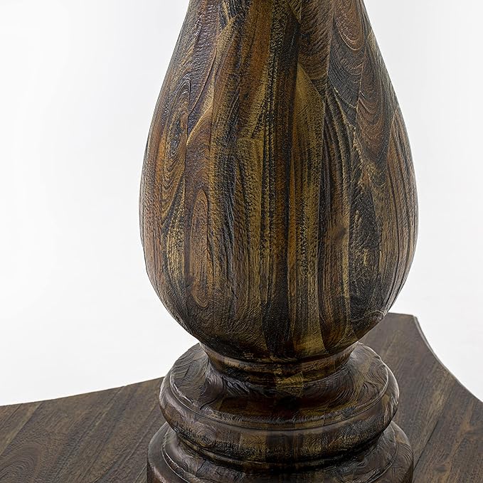 East West Furniture F2EL5-718 Ferris 5 Piece Kitchen Set Includes a Round Dining Table with Pedestal and 4 Brown Linen Fabric Parson Chairs, 48x48 Inch - LeafyLoom