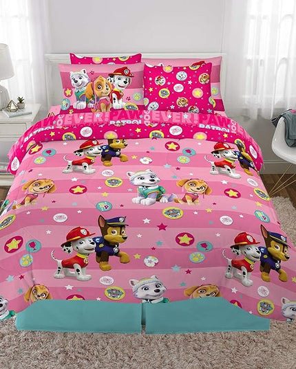 Paw Patrol Girls Kids Bedding Super Soft Comforter And Sheet Set With Sham, 7 Piece Full Size, (Official) Nickelodeon Product By Franco - LeafyLoom