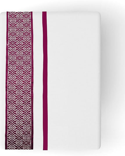100% Egyptian Cotton Sheets King Size Sheets Set, Luxury Deep Pocket King Sheets, 1000 Thread Soft & Ultra Smooth, 4 Pc Bedding Sheets & Pillowcases, Cool Durable - Burgundy Embroidered White Sheets - LeafyLoom