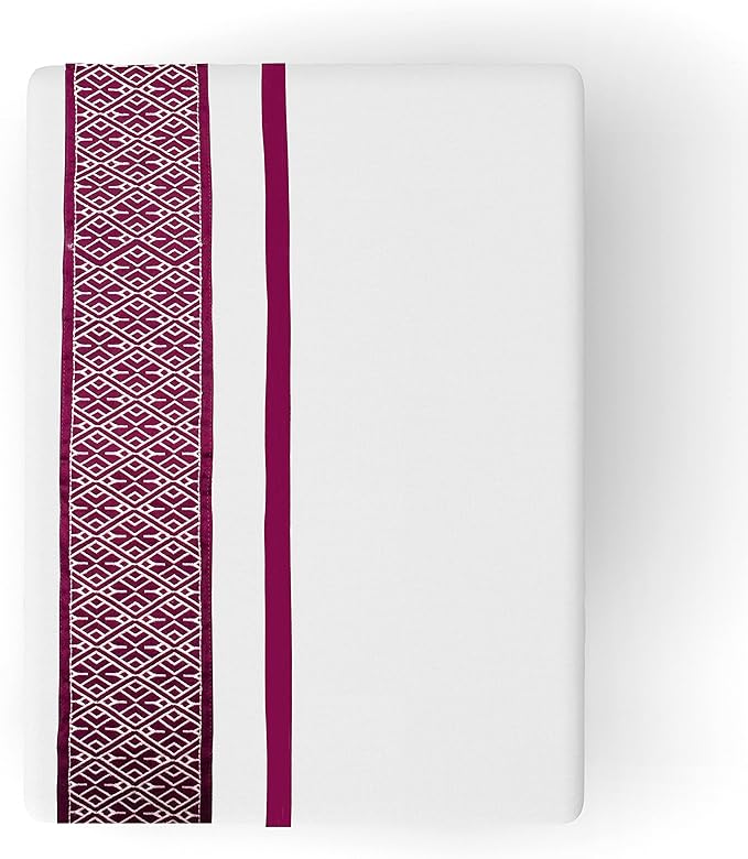100% Egyptian Cotton Sheets King Size Sheets Set, Luxury Deep Pocket King Sheets, 1000 Thread Soft & Ultra Smooth, 4 Pc Bedding Sheets & Pillowcases, Cool Durable - Burgundy Embroidered White Sheets - LeafyLoom