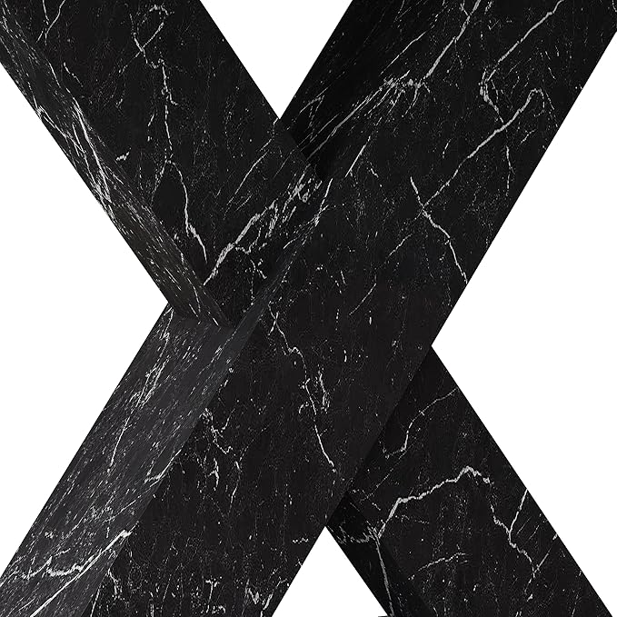 NicBex 62.99Inch Expandable Dining Table,Modern Kitchen Table with White Marble Tabletop and MDF White X-Shape Legs for 6 to 8,Large Dining Room Table for Kitchen,Meeting Living Room,Antique White - LeafyLoom