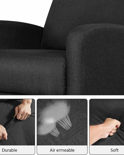 Yaheetech Fabric Recliner Chair Sofa Ergonomic Adjustable Single Sofa with Thicker Seat Cushion Modern Home Theater Seating for Living Room Matte Black - LeafyLoom