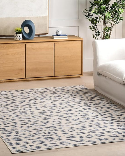 nuLOOM Mason Machine Washable Contemporary Leopard Print Ultra Thin Area Rug, 5' x 8', Grey - LeafyLoom