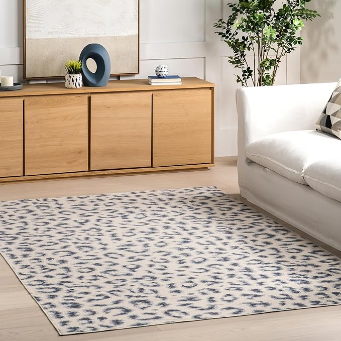 nuLOOM Mason Machine Washable Contemporary Leopard Print Ultra Thin Area Rug, 5' x 8', Grey - LeafyLoom