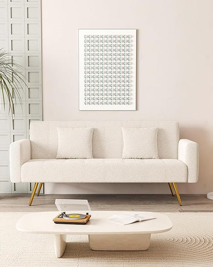 NicBex Sectional Couch Sofa with Folding Function Modern Sofa Bed Cloud Couch for Living Room Furniture Sets with Pillows and Metal Legs, Modular Sofa for Living Room, Bedroom, Apartment,71.7"L, White - LeafyLoom