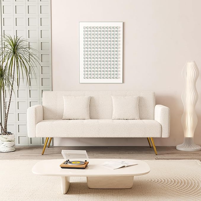 NicBex Sectional Couch Sofa with Folding Function Modern Sofa Bed Cloud Couch for Living Room Furniture Sets with Pillows and Metal Legs, Modular Sofa for Living Room, Bedroom, Apartment,71.7"L, White - LeafyLoom