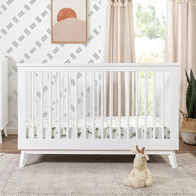 Babyletto Scoot 3-in-1 Convertible Crib with Toddler Bed Conversion Kit in White, Greenguard Gold Certified - LeafyLoom