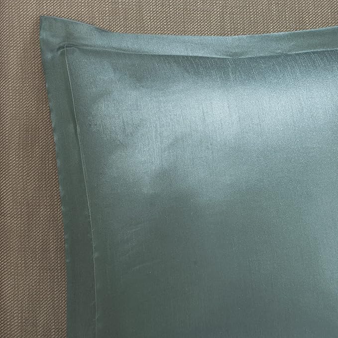 Madison Park Essentials Brystol 24 Piece Room in a Bag Faux Silk Comforter Jacquard Paisley Design Matching Curtains Down Alternative Hypoallergenic All Season Bedding-Set, King (104 in x 92 in), Teal - LeafyLoom