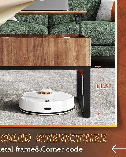 WLIVE Lift Top Coffee Table for Living Room,Modern Wood Coffee Table with Storage,Hidden Compartment and Drawer for Apartment, Home, Retro, Walnut Oak. - LeafyLoom