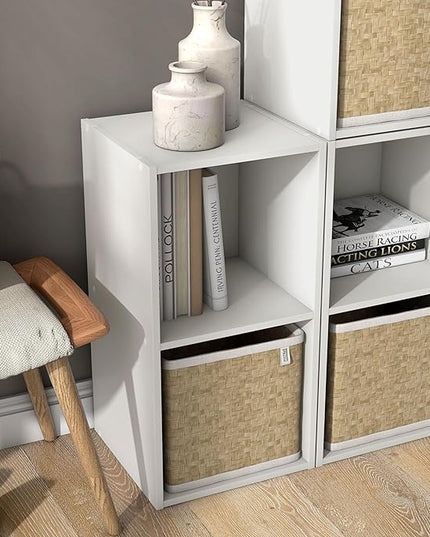 Apexa 2 Cube Storage Organizer Shelves, Stackable Wood Bookcase Fits Cubby Bins for Organization, Dorm Teen Room Decor & Home Office, White - LeafyLoom