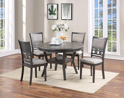 NicBex 47Inch Round Dining Table,Mid-Century Modern Kitchen Table with Walnut Rubber Wood MDF Tabletop and Shelve for 4 to 6,Dining Room Table for Kitchen,Dining Room and Living Room,Space-Saving,Gray - LeafyLoom