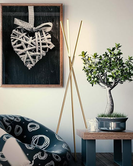 Brightech Stix Floor Lamp, Tall Tree Lamp for Offices, LED Tripod Lamp for Living Rooms, Great Living Room Décor, Dimmable Standing Lamp With 3 Lights for Bedroom Reading - Gold/Brass - LeafyLoom