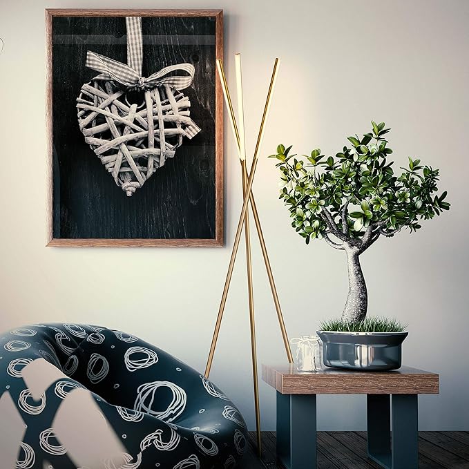 Brightech Stix Floor Lamp, Tall Tree Lamp for Offices, LED Tripod Lamp for Living Rooms, Great Living Room Décor, Dimmable Standing Lamp With 3 Lights for Bedroom Reading - Gold/Brass - LeafyLoom
