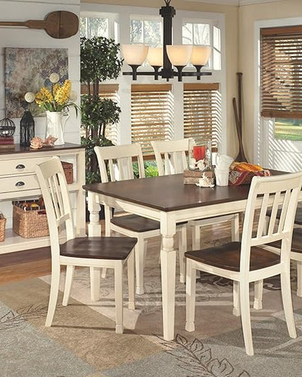 Signature Design by Ashley Whitesburg Cottage Rake Back Dining Chair, Set of 2, Brown & Off-White - LeafyLoom