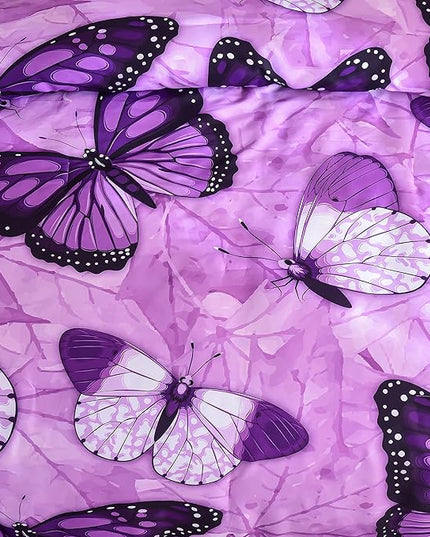 Btargot 3 Piece Purple Butterfly Girls Kids Adults Full Size Comforter Set, Lightweight Soft All Season Bedding Set with 2 Pillowcases - LeafyLoom