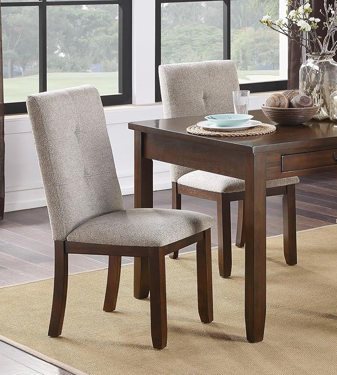 NicBex 5 Piece Dining Table Set Kitchen Table and Chairs 5Pc Dining Set Table and 4 Side Chair Chenille Upholstery Functional Drawers Table Wooden Funiture Dining Kitchen Set, Cherry - LeafyLoom